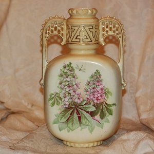Antique Vintage Austrian Porcelain Hand Painted Decorative “Pillow” Vase Unique